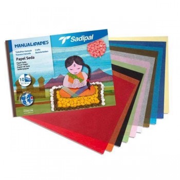 Cuaderno manualidades Sadipal 10h papel seda 32x 24cm colores surtidos