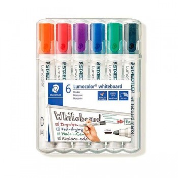 Marcador pizarra Staedtler Lumocolor 351 - Trazo 2 mm - Colores surtidos - 6 unidades