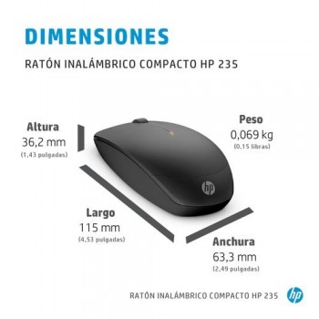 Ratón HP inalámbrico 235 compacto Negro