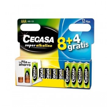 Pila alcalinas Cegasa AAA LR03 en paquete de 8+4uds