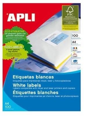 Etiquetas Apli - Permanentes - Inkjet, láser, fotocopiadora - Color blanco