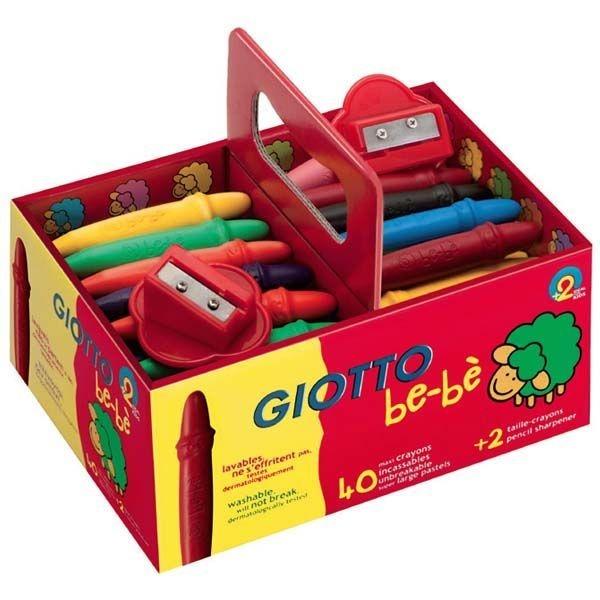 Ceras Giotto Be-Bè - Colores surtidos - School Pack 40 ud - Incluye 2 sacapuntas