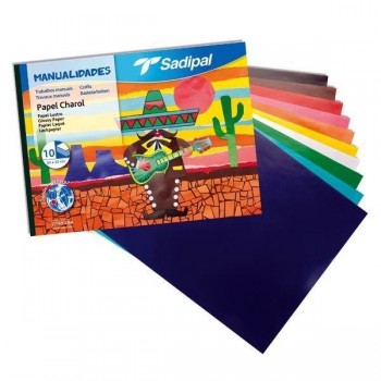 Cuaderno manualidades Sadipal 10h papel charol 32x24cm colores surtidos