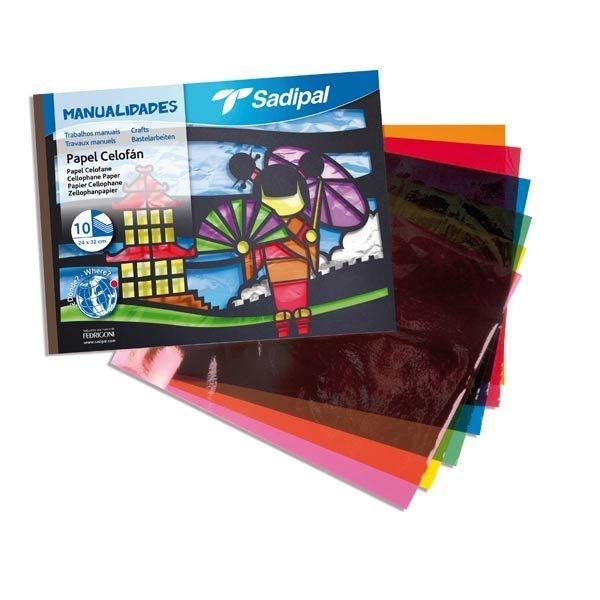 Cuaderno manualidades Sadipal 10h papel celofán 32x24cm colores surtidos