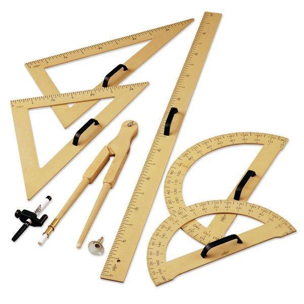 Set pizarra Faibo con escuadra, cartabón, semicirculo, compás y reF2G1L1A1 plástico