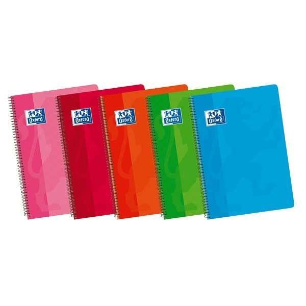 Cuaderno Oxford tapa cartón 80h 90g cuadrícula 4x4 cuarto colores surtidos