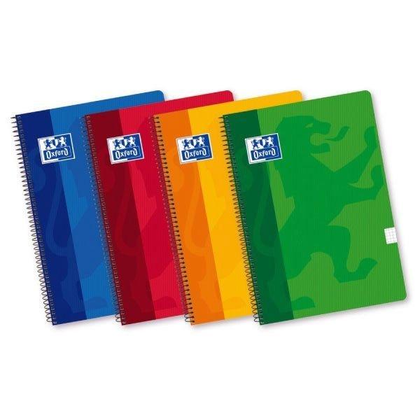 Cuaderno Oxford tapa cartón 80h 90g cuadrícula 4x4 folio colores surtidos