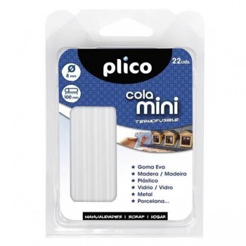 Barras cola mini Plico diam 8x100mm en blister de 22 udes