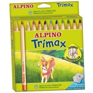 Lápiz de color Alpino Trimax - 5,4 mm - Colores surtidos - Incluye sacapuntas