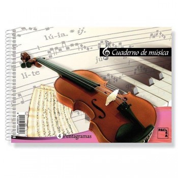 Cuaderno de música Pacsa 4 pentagramas espiral cuarto