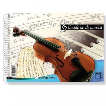 Cuaderno de música Pacsa 6 pentagramas espiral cuarto