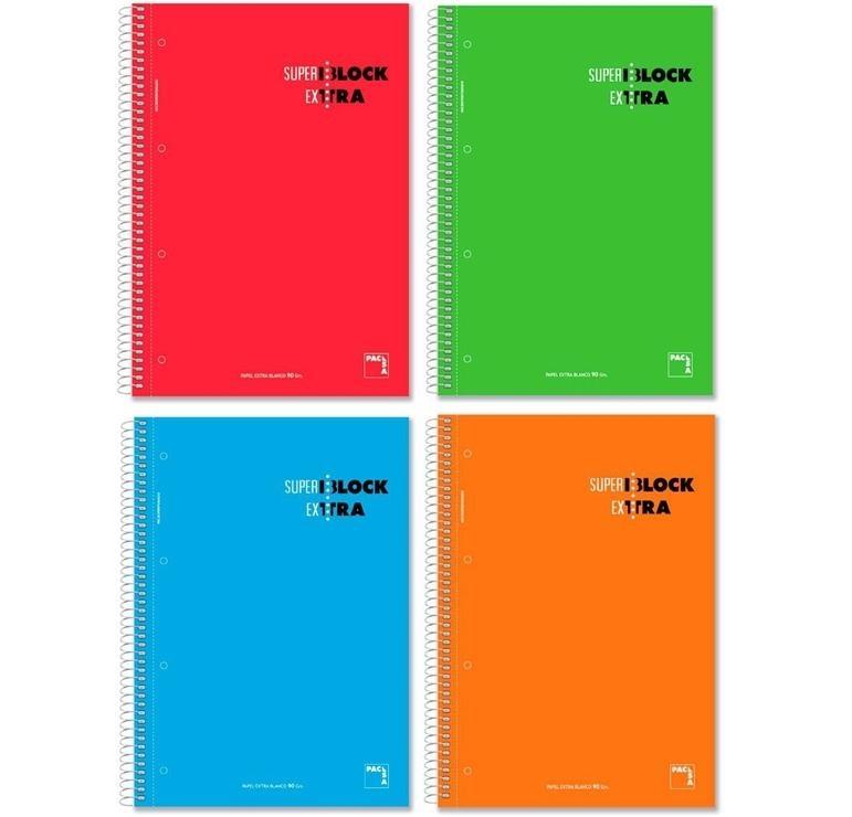 Cuaderno microperforado Pacsa SuperBlock - Espiral - Cartón - A4 - 5x5 - 4 taladros - 90 g - Colores