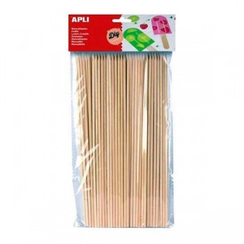 Palos redondo pincho Apli 3x200mm natural en bolsas de 50 udes