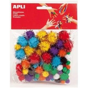 Pompones Apli - Tamaños surtidos - Bolsa 78 ud