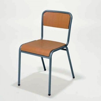 Silla escolar estructura gris 44,5x81x54,5cm altura asiento verde ministerio