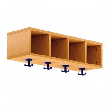 Mueble casillero perchero melamina 4 huecos y 4 perchas azules 82x42x28cm desmontado haya