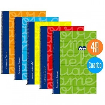 Cuaderno Lamela tapa PP 90g pauta 2,5mm folio colores surtidos flúor