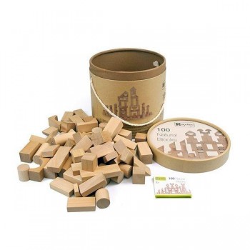 Juego construcción 100 piezas Andreutoys madera natural