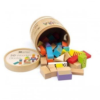 Juego construcción 50 piezas Andreutoys madera colores