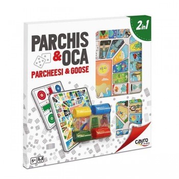 Tablero parchís oca Cayro con accesorios madera 40x40 cm
