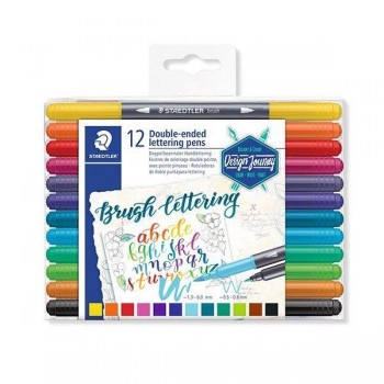 C.12 rotuladores doble punta Staedtler lettering colores surtidos