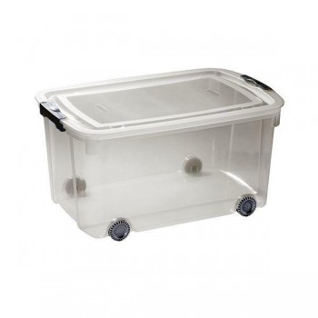 Caja logic Curver con tapa con ruedas 50l 595x395x310mm transparente