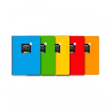 Cuaderno tapa extra dura Lamela 90g 100h cuadrovía 4mm folio colores surtidos