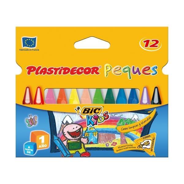 Cera PLASTIDECOR triangulares PEQUES caja 12 colores