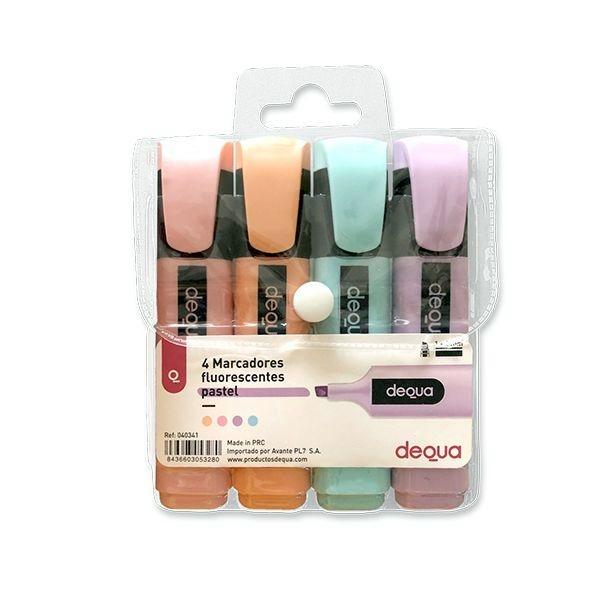Marcador fluorescente Dequa - Trazo 1 / 4 mm - Colores surtidos pastel - 4 ud