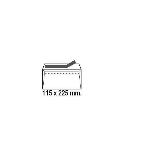 Sobres americano Sam tira silicona ventana derecha 90g DL 115x225mm blanco en caja de 500