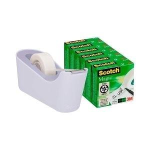 Dispensador de cinta de sobremesa Scotch + 6 rollos cinta invisible Magic 19mmx33m