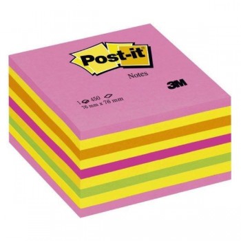 Cubo de notas adhesivas Post-it - 450 hojas - 76 x 76 mm - Colores neón surtidos