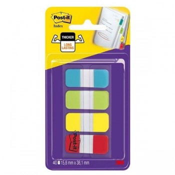 Banderitas adhesivas Post-it - 15,8 x 38 mm - Colores surtidos - Pack 40 índices
