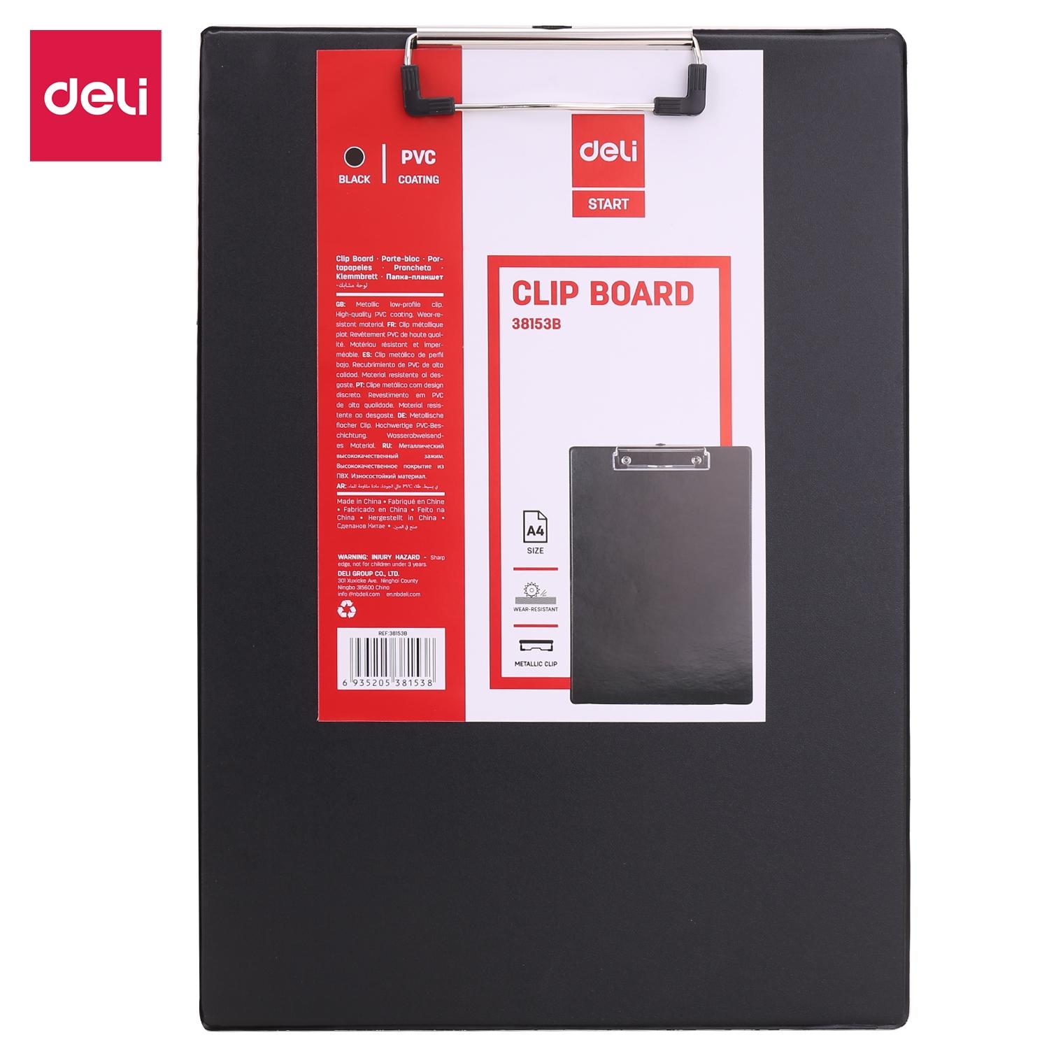 Carpeta con pinza DELI sin tapa PVC DINA4 negro