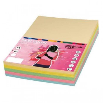 Paq.100h papel color Fabrisa 80g A4 surtidos suaves