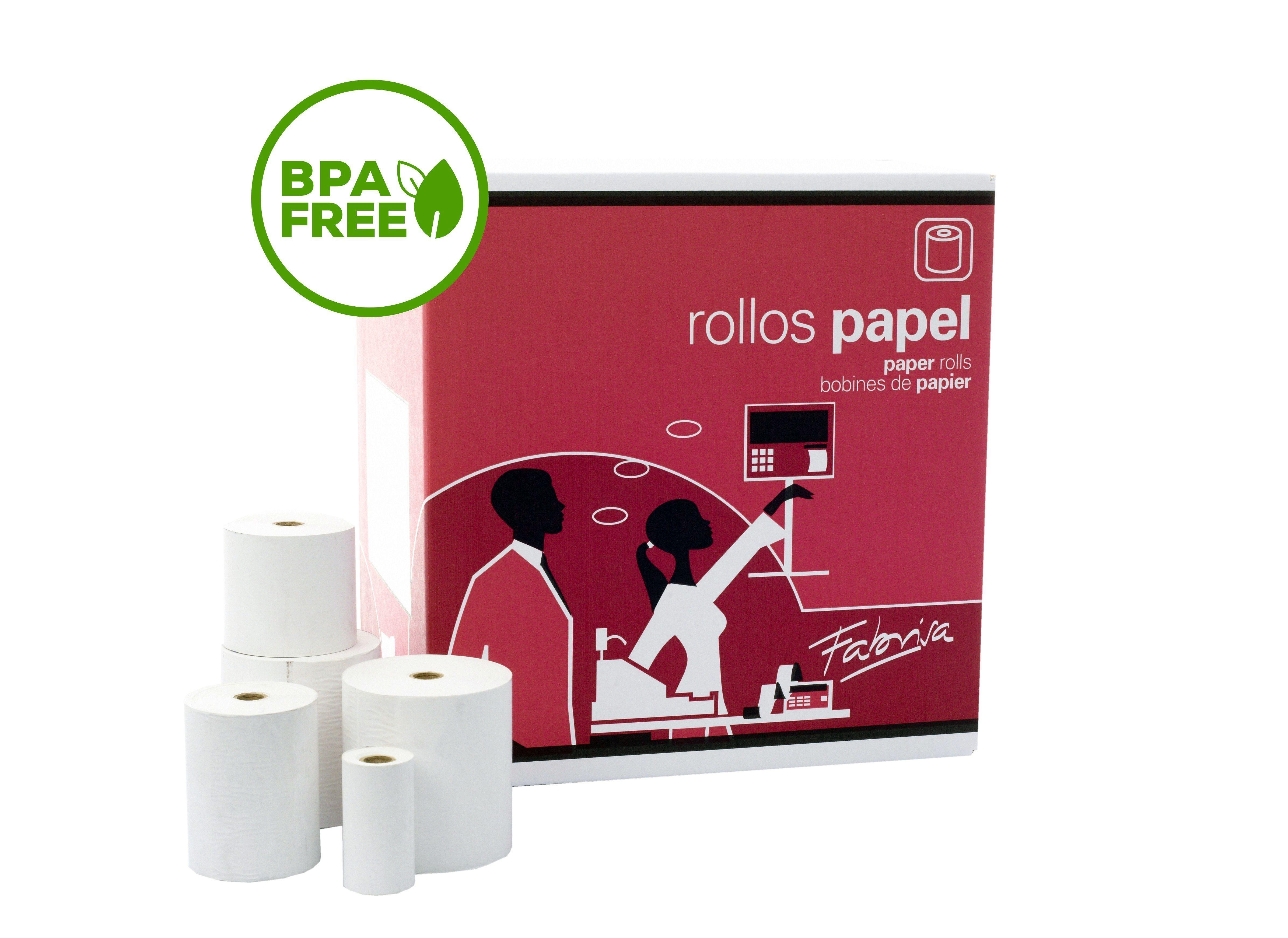 Paquete de 8 rollos papel térmico Fabrisa sin BPA 80x80mm diam mandril 12mm