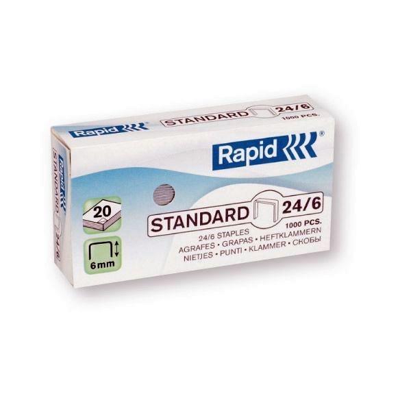 Grapas Rapid 24/6 - Galvanizadas - 20 hojas - Caja 1000 grapas