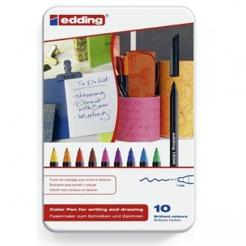 Rotulador edding 1200 - Punta 1 mm - Colores surtidos - Estuche 10 ud