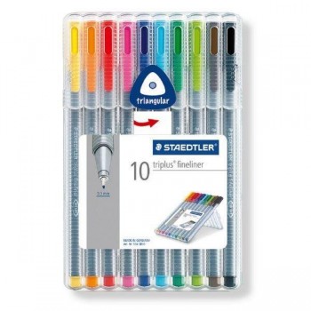 Rotulador Staedtler Triplus Fineliner - Punta 0,3 mm - Colores surtidos - Estuche 10 ud