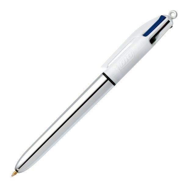 Bolígrafo Bic 4 colores Shine tinta aceite punta media cuerpo metalizado