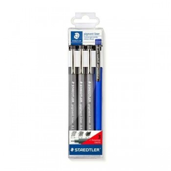 Estuche 3 rotuladores calibrados Staedtler Pigment Liner 308 + portaminas