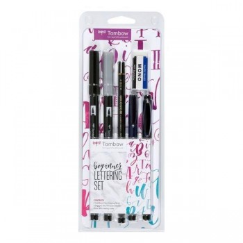 Rotulador Tombow Set de Lettering - Punta 0,8 mm y 10 mm - Estuche Set Beginner