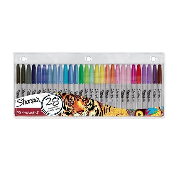 Rotulador Sharpie - Punta 1 mm - Colores surtidos - Estuche 28 ud