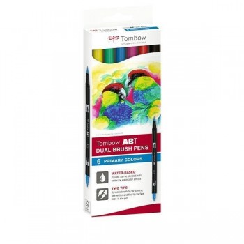 Rotulador doble punta pincel Tombow Dual Brush - Colores surtidos - Estuche 6 ud