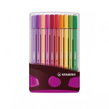 Rotulador Stabilo Pen 68 Antracita rosa - Trazo 1 mm - Colores surtidos - 20 ud