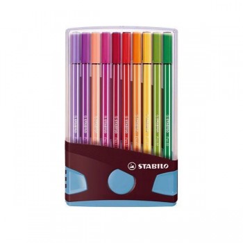 Rotulador Stabilo Pen 68 Antracita azul - Trazo 1 mm - Colores surtidos - 20 ud