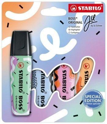 Estuche 4 marcadores fluorescentes Stabilo Boss pastel by ju schnee colores pastel