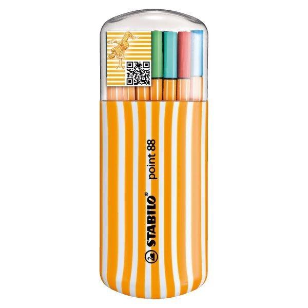 Rotulador Stabilo Point 88 - Punta 0,4 mm - Colores surtidos - Estuche Zebrui 20 ud