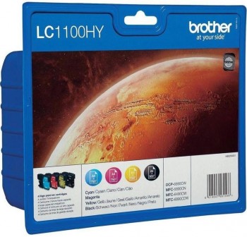 Pack 4 cartuchos Ink-Jet alta capacidad Brother LC-1100HYVALBP Negro + Tricolor