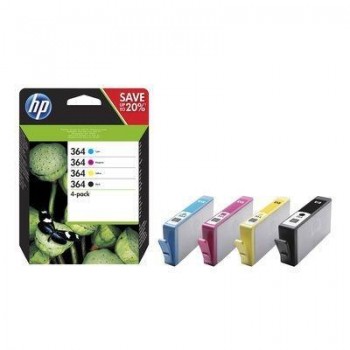 Pack 4 cartuchos Ink-Jet HP N9J73AE Nº 364 Negro + Tricolor